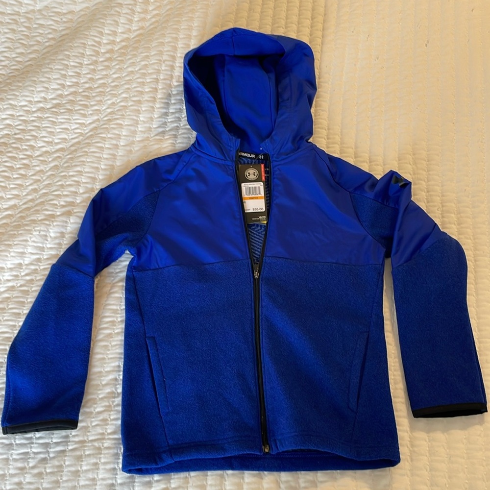 Boys Under Armour Fleece Full Zip infrared hoodie $55 Small SM NWT